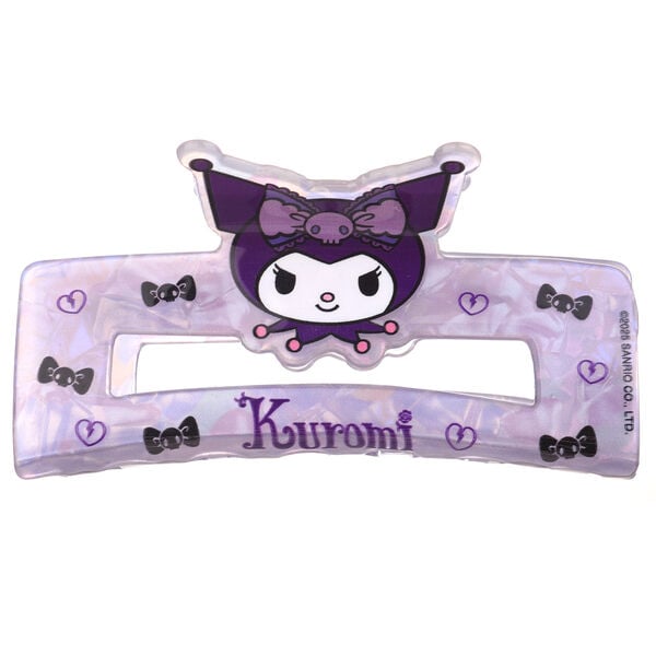 Pinza de pelo lila translúcida con diseño de Kuromi