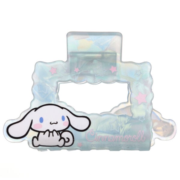 Pinza de pelo translúcida azul pastel con Cinnamoroll y estrellas