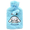 Bolsa de agua caliente de peluche azul con diseño de Cinnamoroll