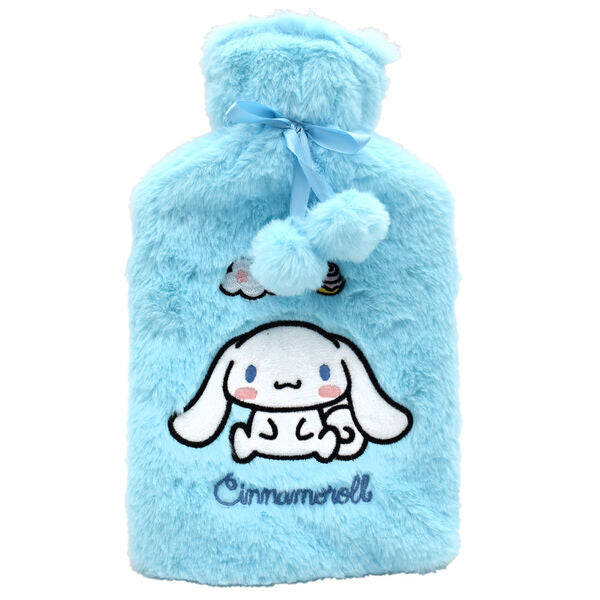 Bolsa de agua caliente de peluche azul con diseño de Cinnamoroll