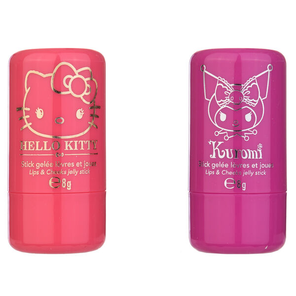Colorete labial Hello Kitty y Kuromi en formato stick