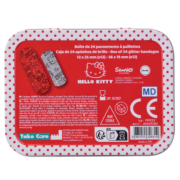 Caja metálica roja de 24 tiritas con diseño de Hello Kitty - 3