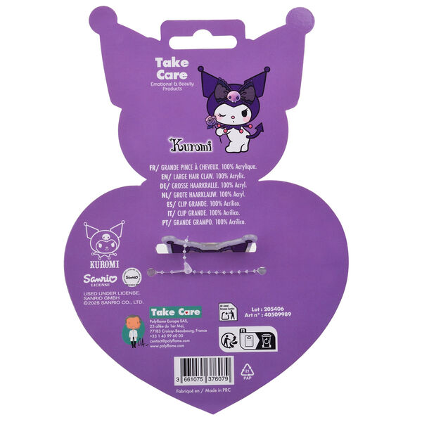 Pinza de pelo lila translúcida con diseño de Kuromi - 3