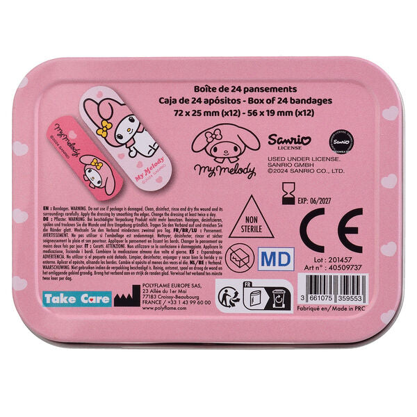 Caja metálica rosa de tiritas con ilustración de My Melody - 3