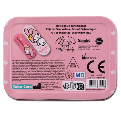 Caja metálica rosa de tiritas con ilustración de My Melody - 3