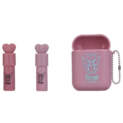 Set de dos labiales Hello Kitty y Kuromi en estuches rosas con cadena - 4