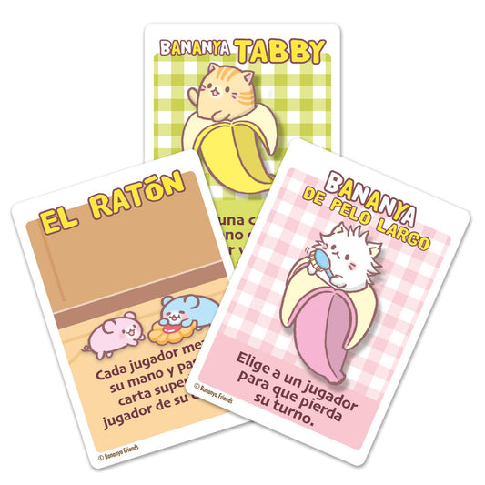 Caja del juego de cartas Bananya con un gato dentro de un plátano - 3