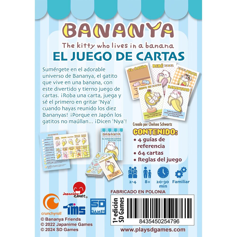 Caja del juego de cartas Bananya con un gato dentro de un plátano - 6