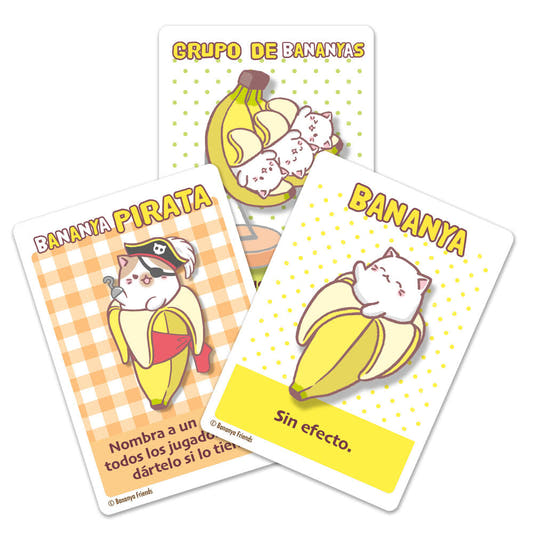 Caja del juego de cartas Bananya con un gato dentro de un plátano - 5