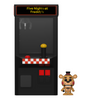 Figura Funko Bitty POP! Arcade de Toy Freddy junto a una máquina recreativa