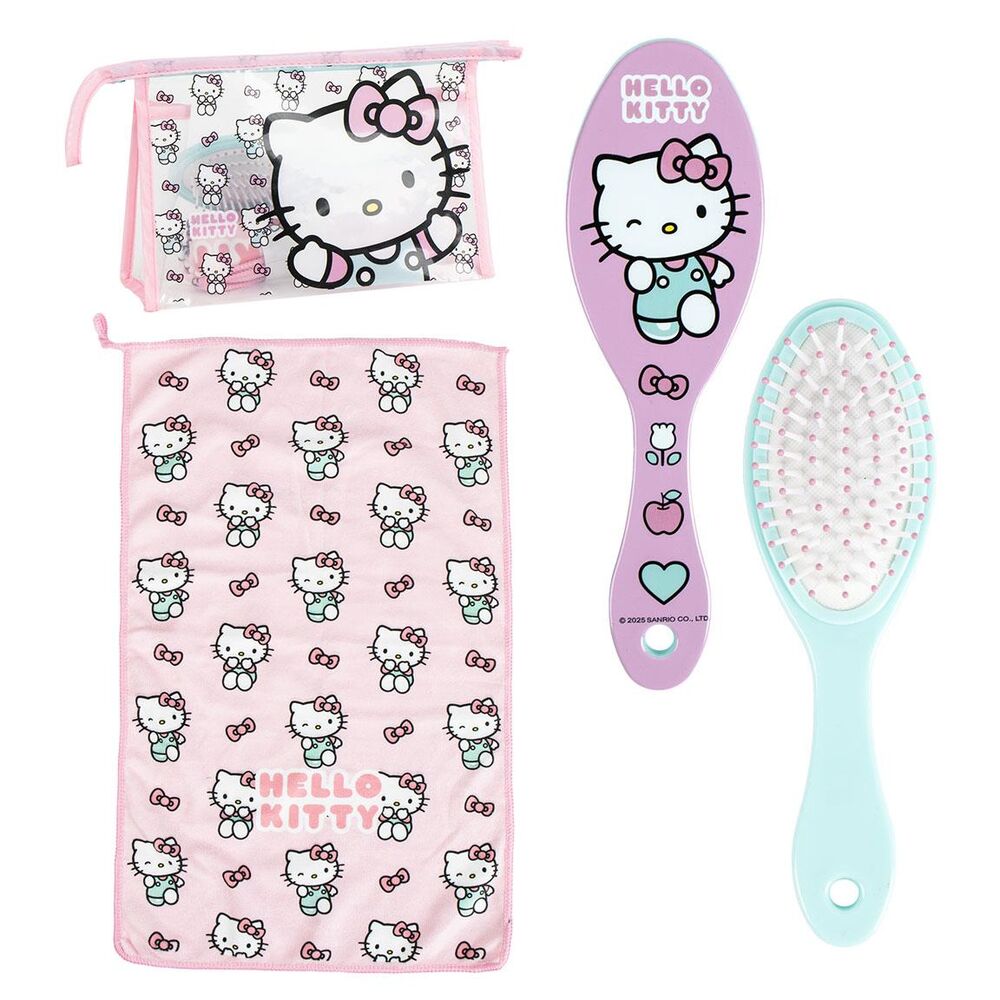 Neceser escolar Hello Kitty rosa con cepillo y toalla