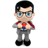Peluche de Clark Kent como Superman con gafas, traje gris y capa roja