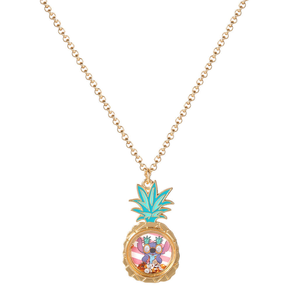 Colgante dorado con piña esmaltada y Stitch Disney - 2