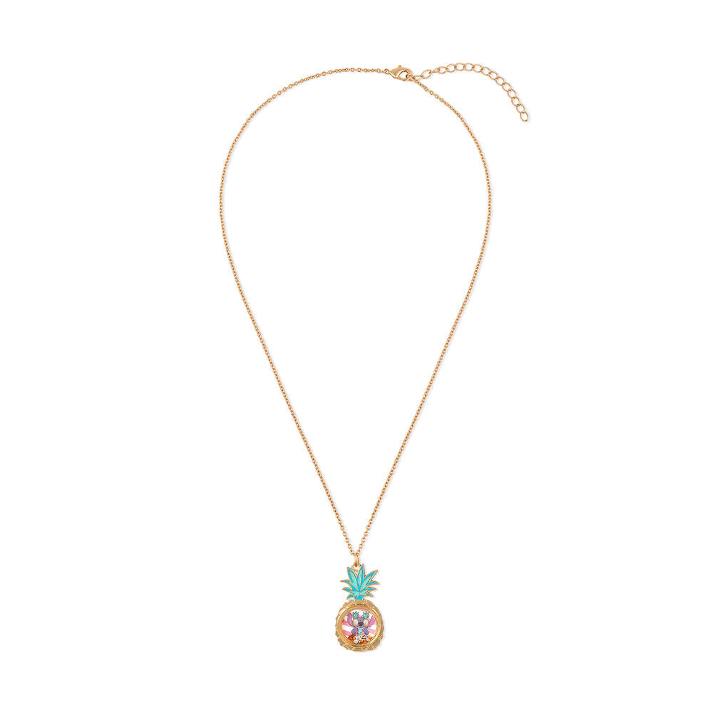 Colgante dorado con piña esmaltada y Stitch Disney - 3