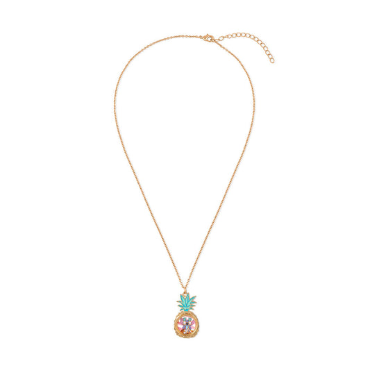 Colgante dorado con piña esmaltada y Stitch Disney - 3