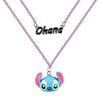 Collar morado de dos capas con colgantes de Stitch y Ohana