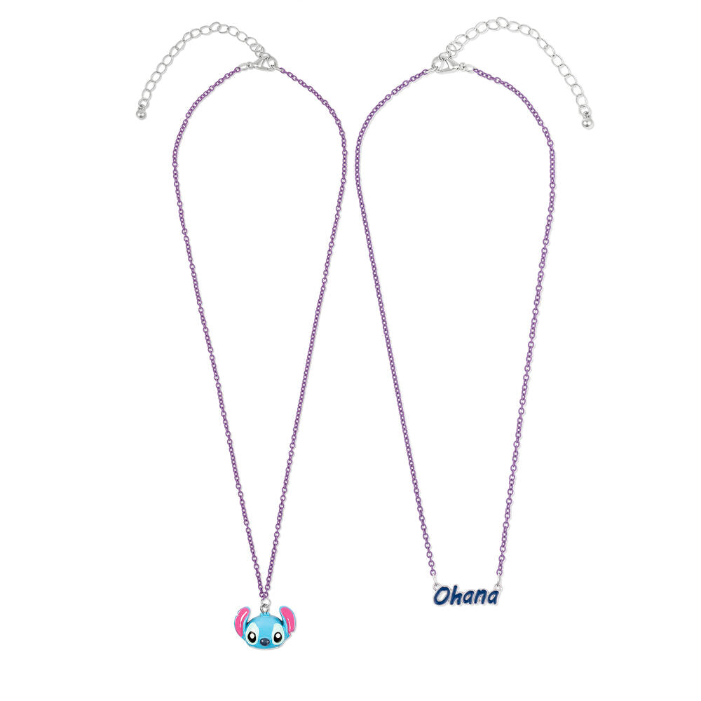 Collar morado de dos capas con colgantes de Stitch y Ohana - 2