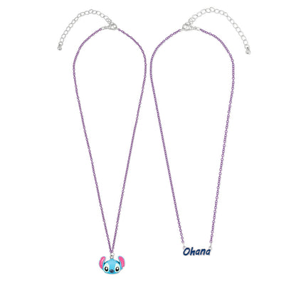 Collar morado de dos capas con colgantes de Stitch y Ohana - 2