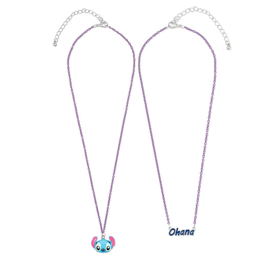 Collar morado de dos capas con colgantes de Stitch y Ohana - 2