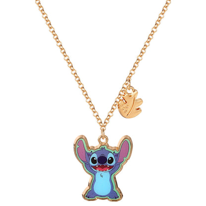 Colgante dorado de Stitch Disney con detalle de hoja - 2