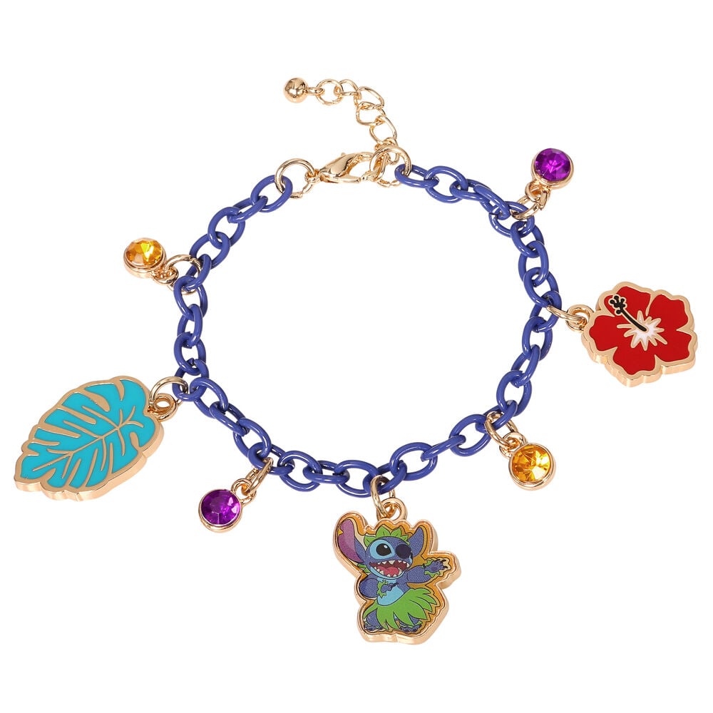 Pulsera morada de Stitch Disney con colgantes esmaltados