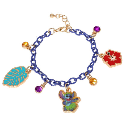Pulsera morada de Stitch Disney con colgantes esmaltados