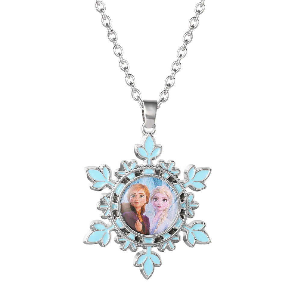 Colgante Disney Frozen con Elsa y Anna en un copo de nieve azul - 2
