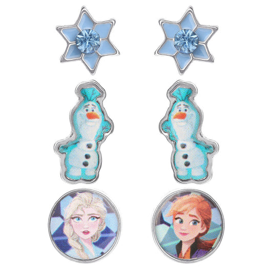 Set de pendientes Frozen con copos de nieve, Olaf, Elsa y Anna