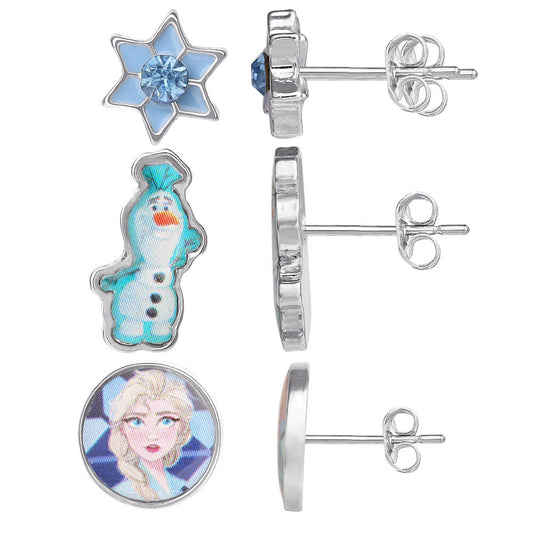 Set de pendientes Frozen con copos de nieve, Olaf, Elsa y Anna - 2