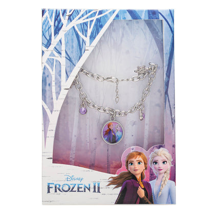 Pulsera de charms Frozen Disney con Anna, Elsa, copos de nieve y piedras púrpuras - 2