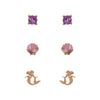 Set de tres pares de pendientes Disney La Sirenita con piedras, conchas y siluetas de Ariel