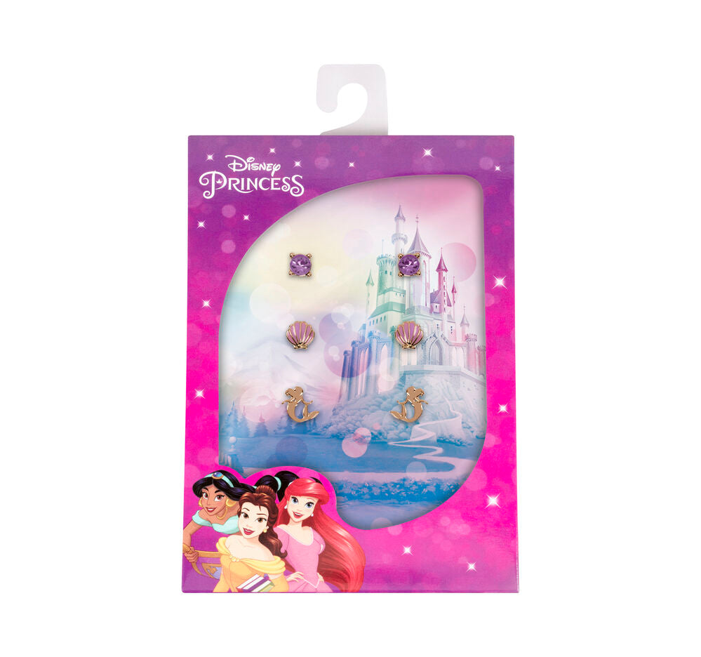 Set de tres pares de pendientes Disney La Sirenita con piedras, conchas y siluetas de Ariel - 2
