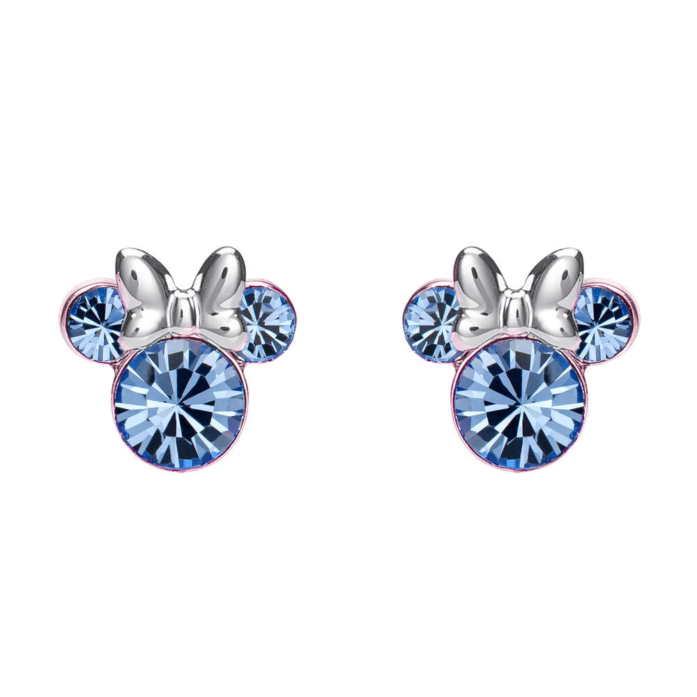 Pendientes de Minnie Disney bañados en plata con piedras facetadas