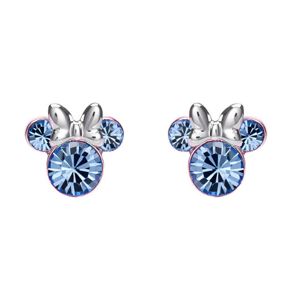 Pendientes de Minnie Disney bañados en plata con piedras facetadas
