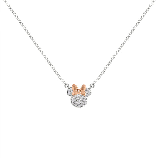 Set de dos colgantes Minnie Disney con lazos en oro rosa y circonitas - 3