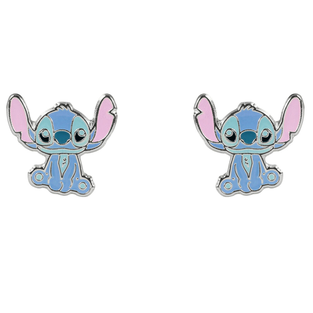 Pendientes de esmalte con diseño de Stitch Disney en azul y rosa