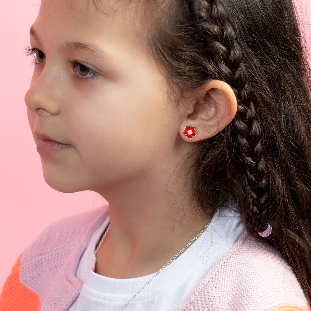 Set de pendientes Stitch Disney con diseños de Stitch, flores rojas y Scrump - 4
