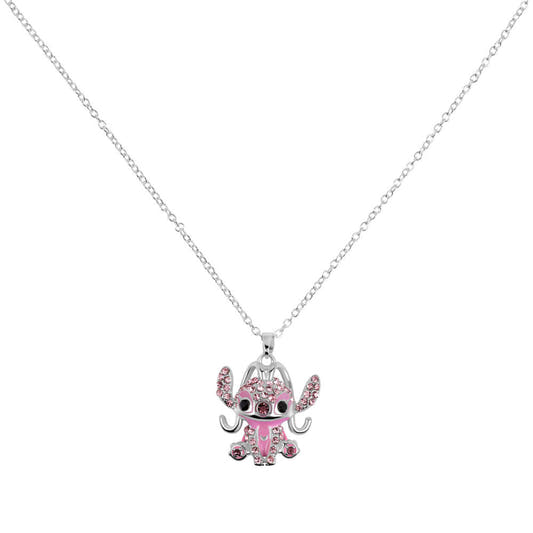 Colgante Angel de Disney Stitch con piedras rosas