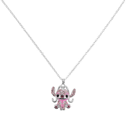 Colgante Angel de Disney Stitch con piedras rosas