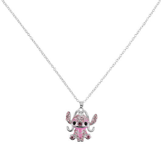 Colgante Angel de Disney Stitch con piedras rosas