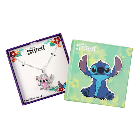 Colgante Angel de Disney Stitch con piedras rosas - 3