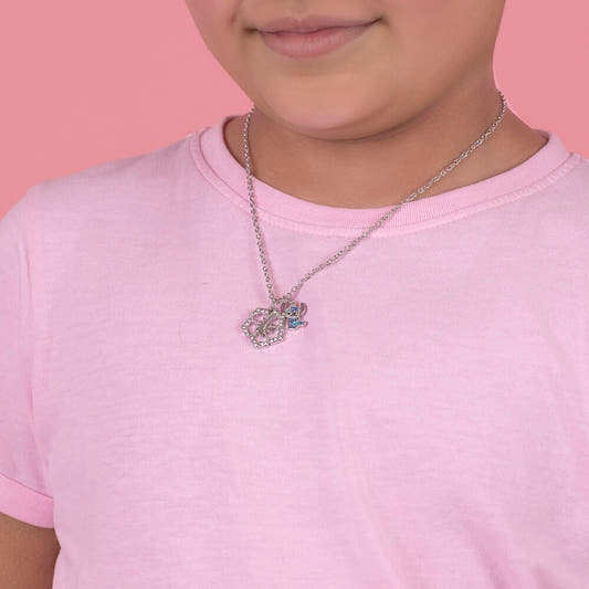 Colgante plateado de Stitch Disney con flor decorativa - 3