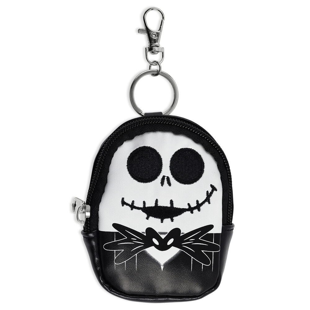 Llavero mini mochila 3D de Jack Skellington en blanco y negro
