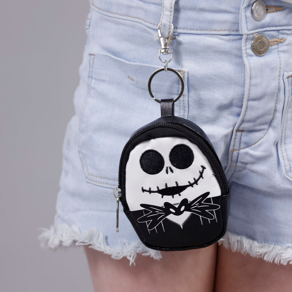 Llavero mini mochila 3D de Jack Skellington en blanco y negro - 3