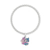 Pulsera expansible plateada de Disney con Stitch y Angel abrazándose