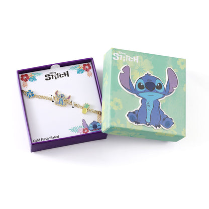Pulsera Disney Stitch con dijes de piñas y flores azules - 2