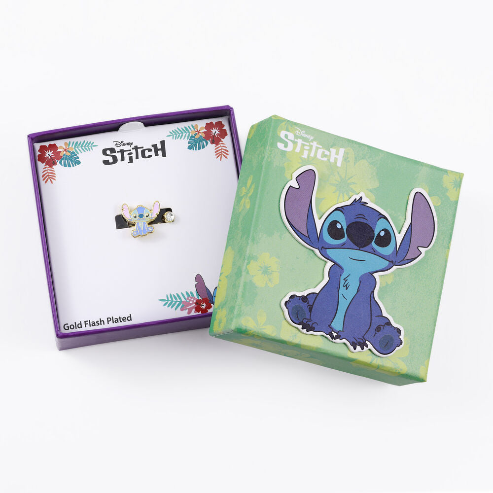 Anillo Stitch Disney chapado en oro con piedra transparente - 4