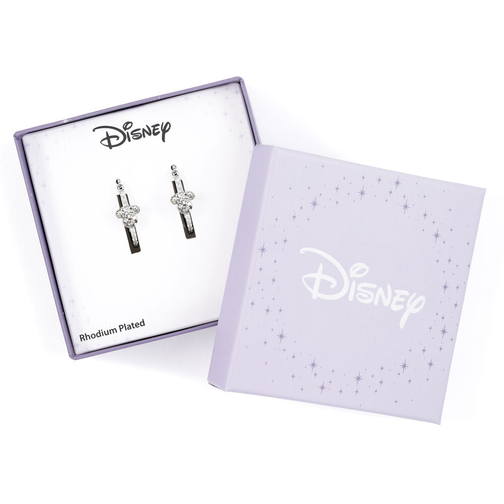Pendientes de aro Minnie Mouse Disney con piedras decorativas y acabado plateado - 3