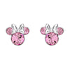 Pendientes Minnie Disney con cristales rosas y lazos plateados