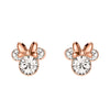 Pendientes Minnie Disney con lazo, tono oro rosa y piedras transparentes